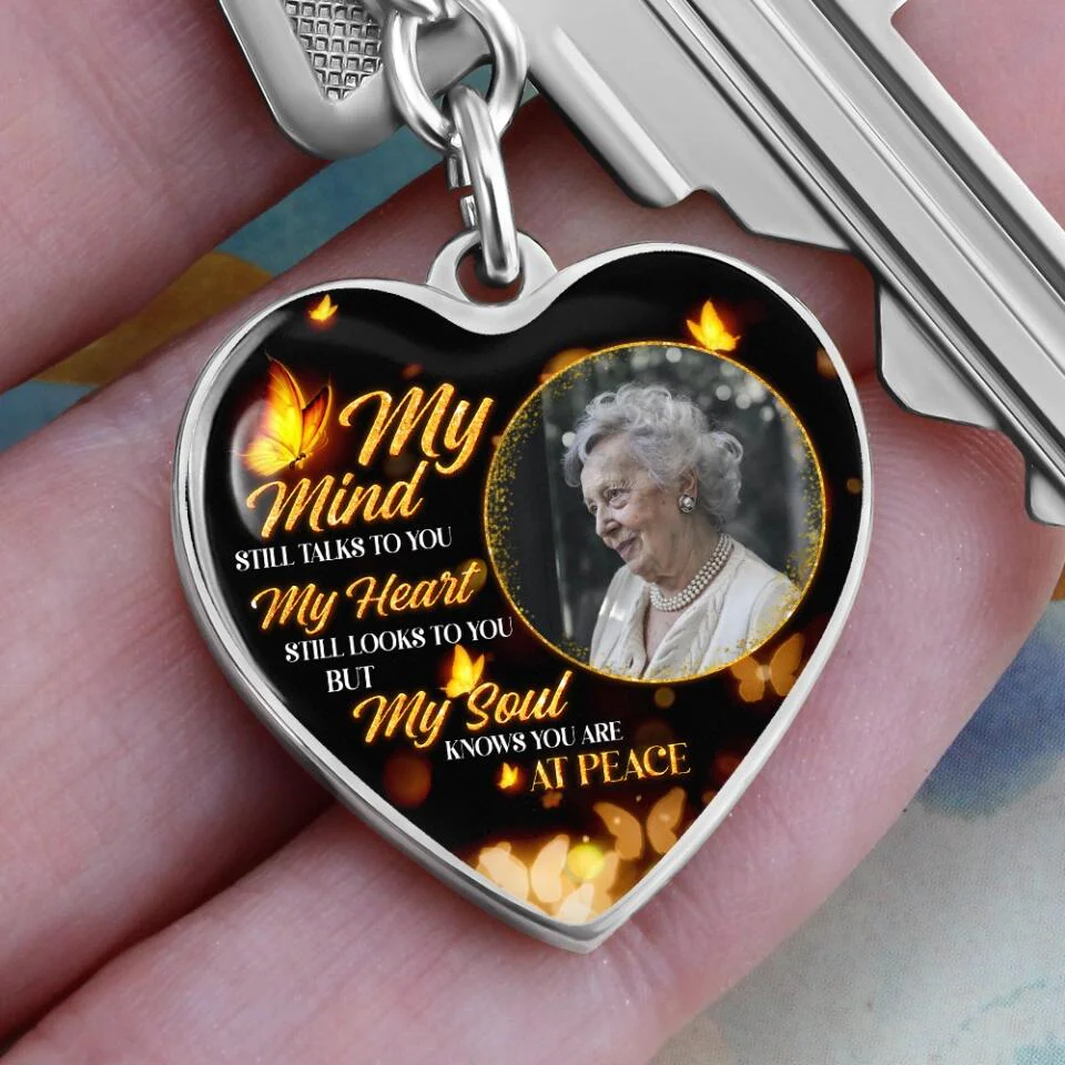 My Soul Knows You Are At Peace, Custom Photo Heart Silver Necklace, Memorial Gifts For Loss Of Familly - Image 13