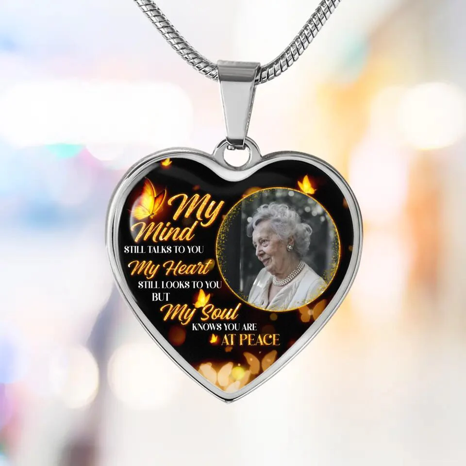 My Soul Knows You Are At Peace, Custom Photo Heart Silver Necklace, Memorial Gifts For Loss Of Familly - Image 5