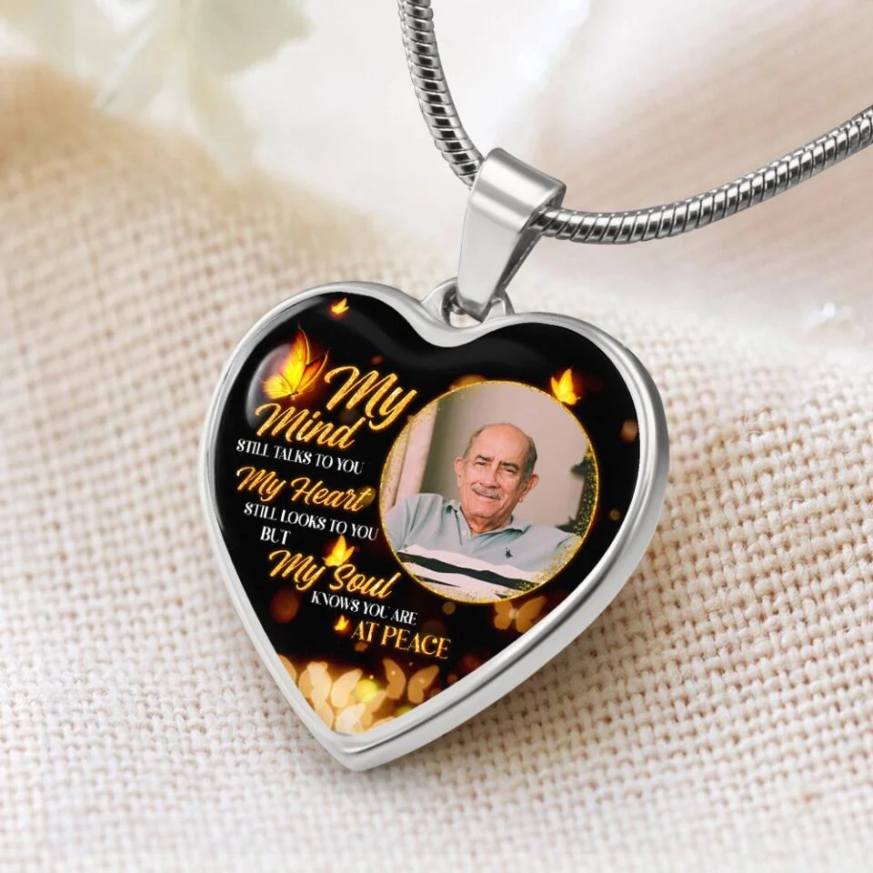 My Soul Knows You Are At Peace, Custom Photo Heart Silver Necklace, Memorial Gifts For Loss Of Familly - Image 7