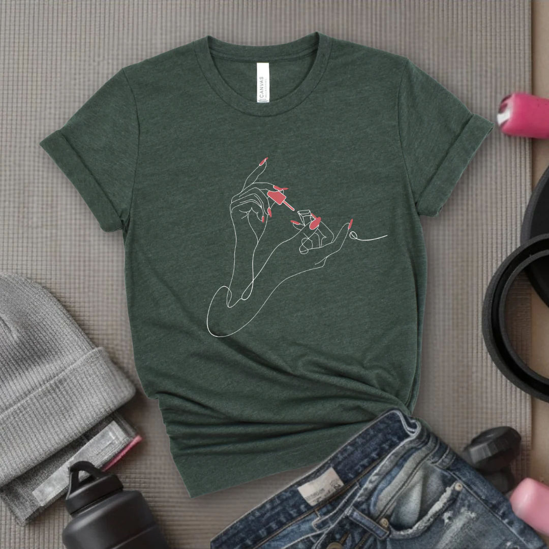 Nail Polish - Feminist T-Shirt - Women Empowerment Tee - Unisex Shirt - Bella Canvas 3001 - Image 3