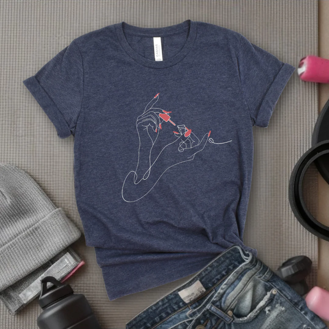 Nail Polish - Feminist T-Shirt - Women Empowerment Tee - Unisex Shirt - Bella Canvas 3001 - Image 5
