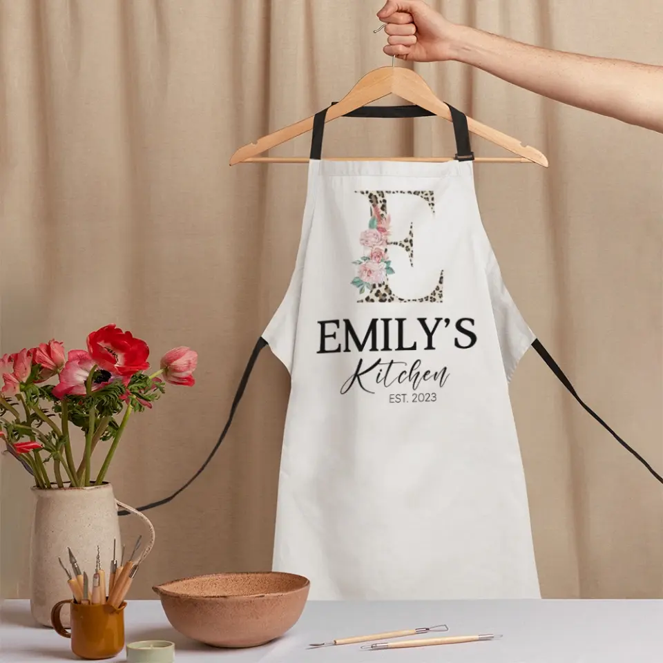 Name And Flower Design Personalized Apron Gift for Chef - Image 14