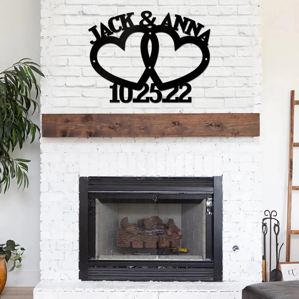 Personalized Valentine Gifts - Custom Name & Date Cut Personalized Metal Sign Anniversary Gift For Couple - Image 3