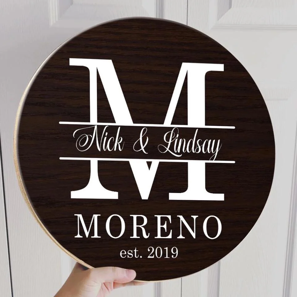 Couple Wooden Sign Name With Amazing Font Style - Personalized Round Wooden Sign - Anniversary Gift For Him - Image 10