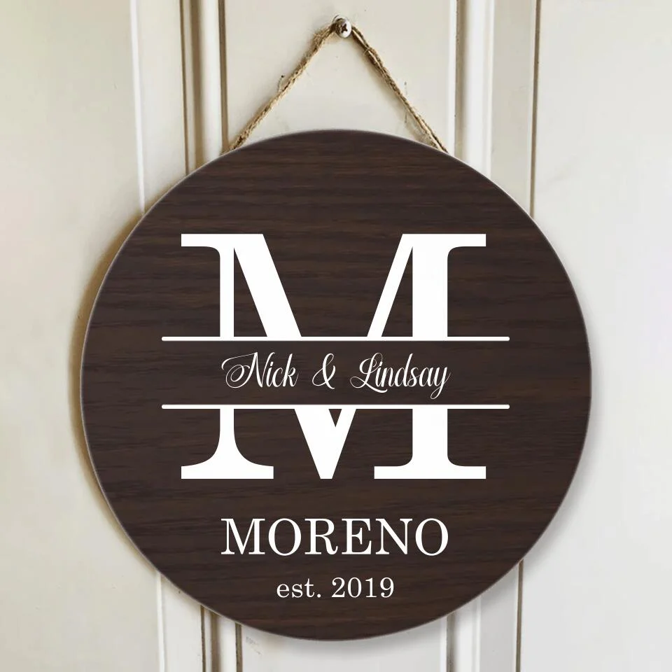 Couple Wooden Sign Name With Amazing Font Style - Personalized Round Wooden Sign - Anniversary Gift For Him - Image 4