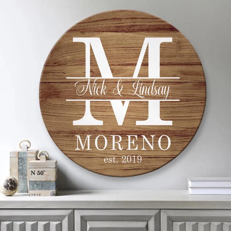 Couple Wooden Sign Name With Amazing Font Style - Personalized Round Wooden Sign - Anniversary Gift For Him - Image 5