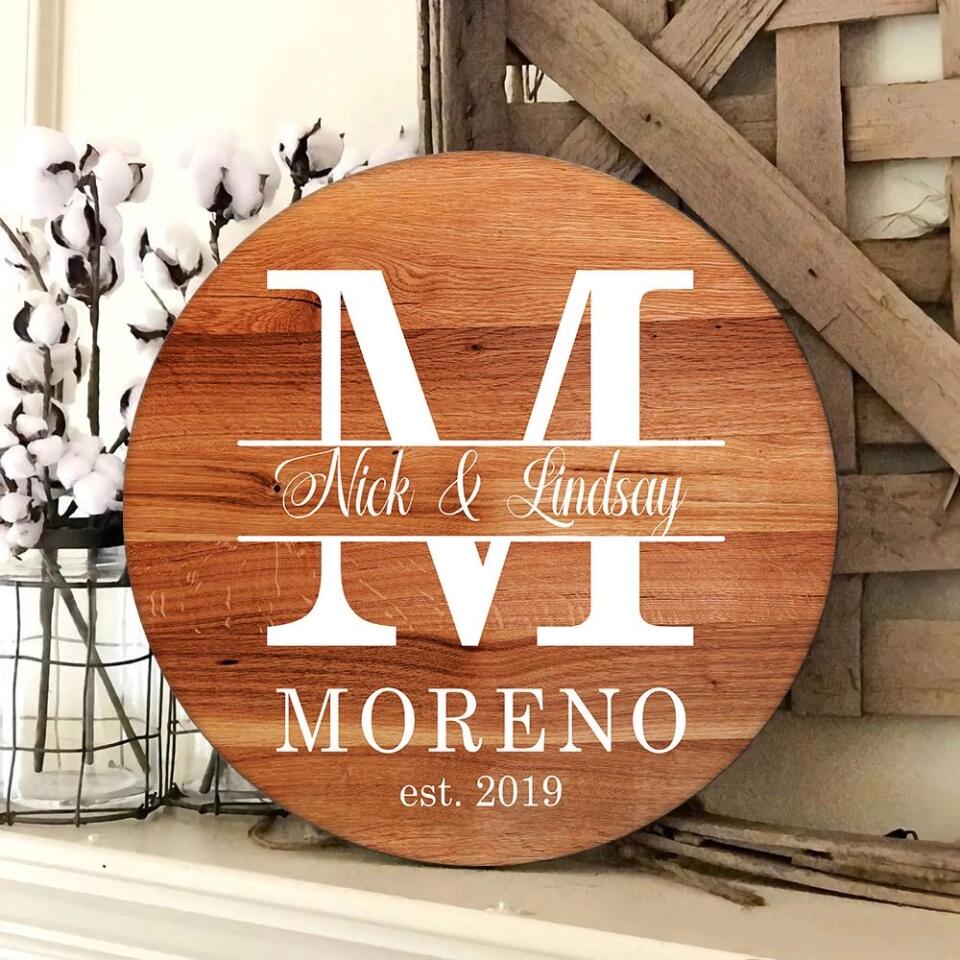 Couple Wooden Sign Name With Amazing Font Style - Personalized Round Wooden Sign - Anniversary Gift For Him - Image 7
