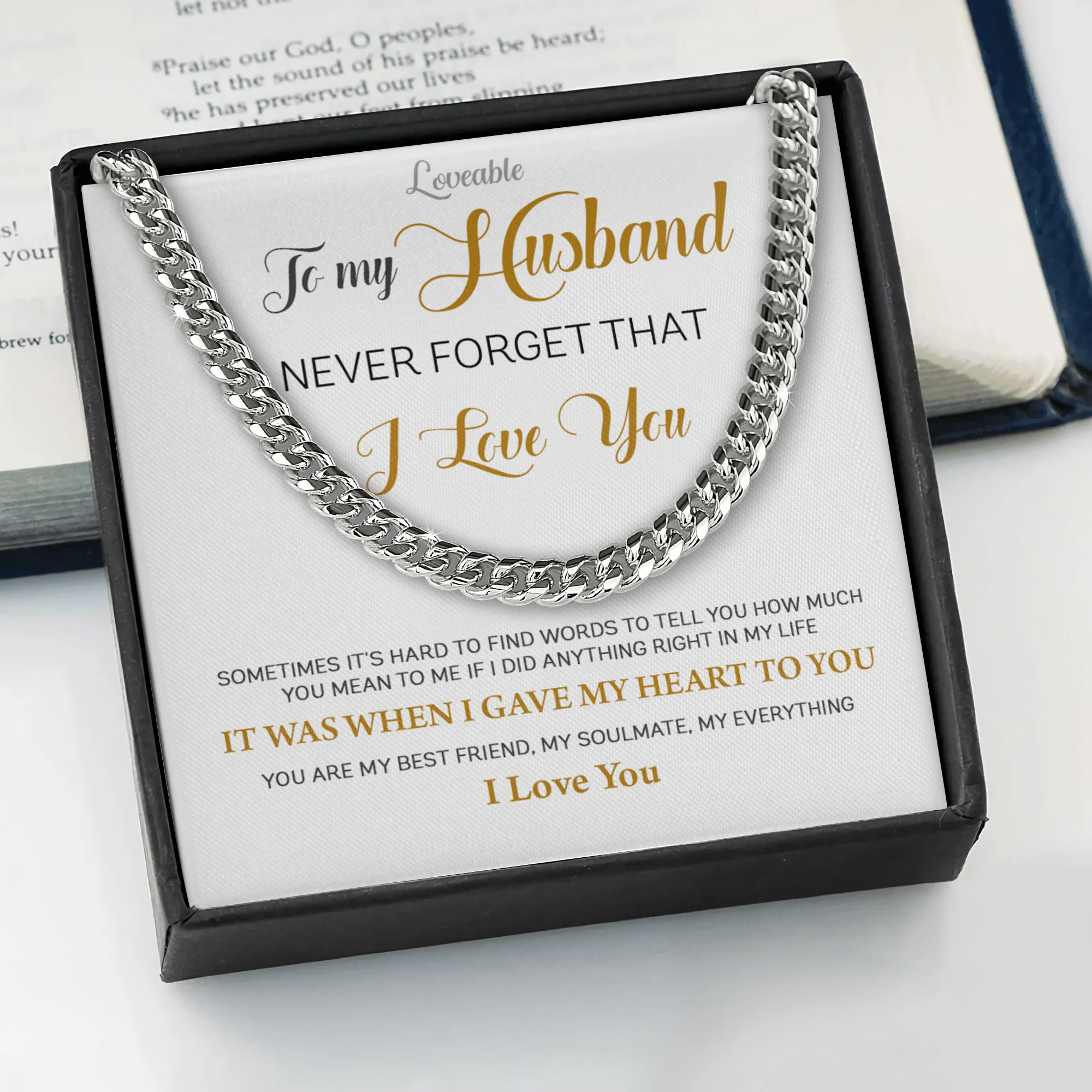 Never Forget That I Love You - Cuban Link Chain - Birthday Gift for Husband - Image 2