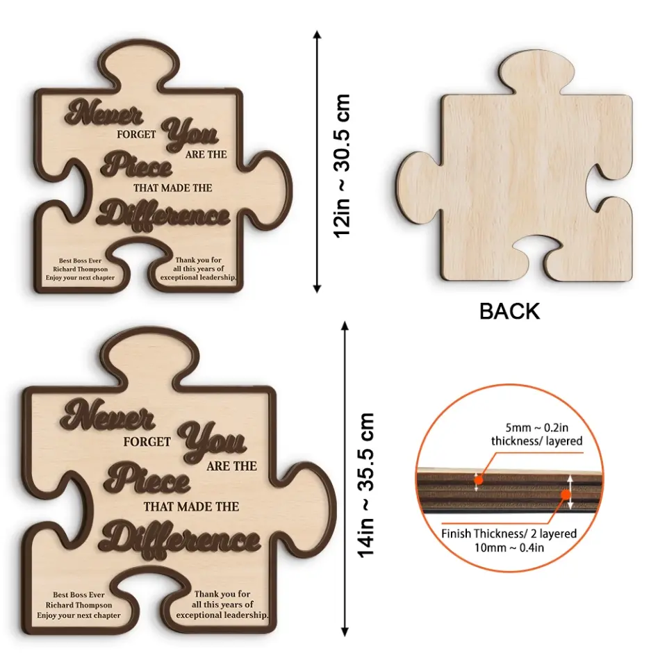 Never Forget You Are The Piece That Made Difference - Custom Wooden Art for Table Decor - Gift For Boss, Leader, Mentor - Image 4