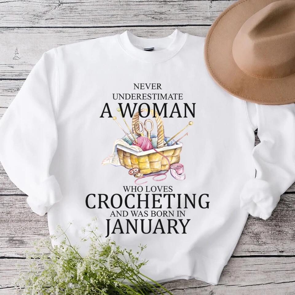 Never underestimate a woman who loves crocheting T-Shirt Sweater - Best Birthday Gift For Crocheting Lovers - 301IHPVSTS067 - Image 3