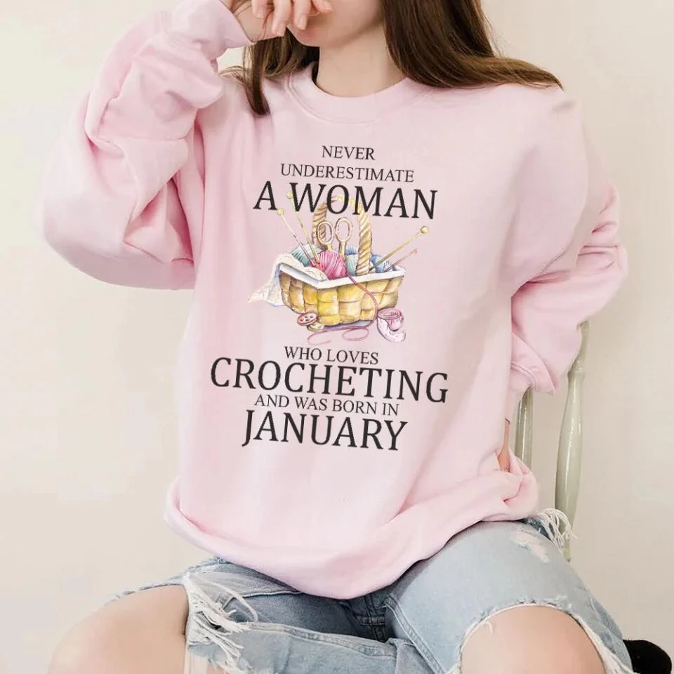 Never underestimate a woman who loves crocheting T-Shirt Sweater - Best Birthday Gift For Crocheting Lovers - 301IHPVSTS067 - Image 4