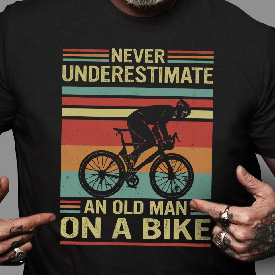 Never Underestimate An Old Man On A Bike - Personalized G500 T-Shirt - Image 2