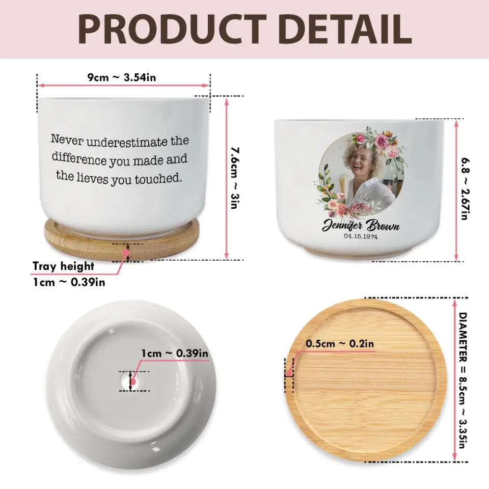 Never Underestimate the Difference You Made and the Lives You Touched Plant Pot Gift for Boss Coworker - Image 6