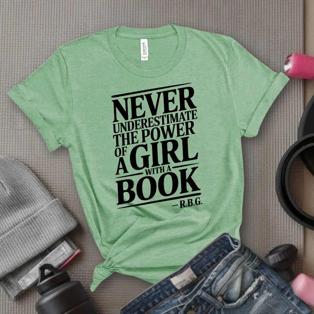 Never Underestimate The Power Of a Girl With a Book v2 - Women Empower Feminist Tee - Bella Canvas 3001 - Image 11