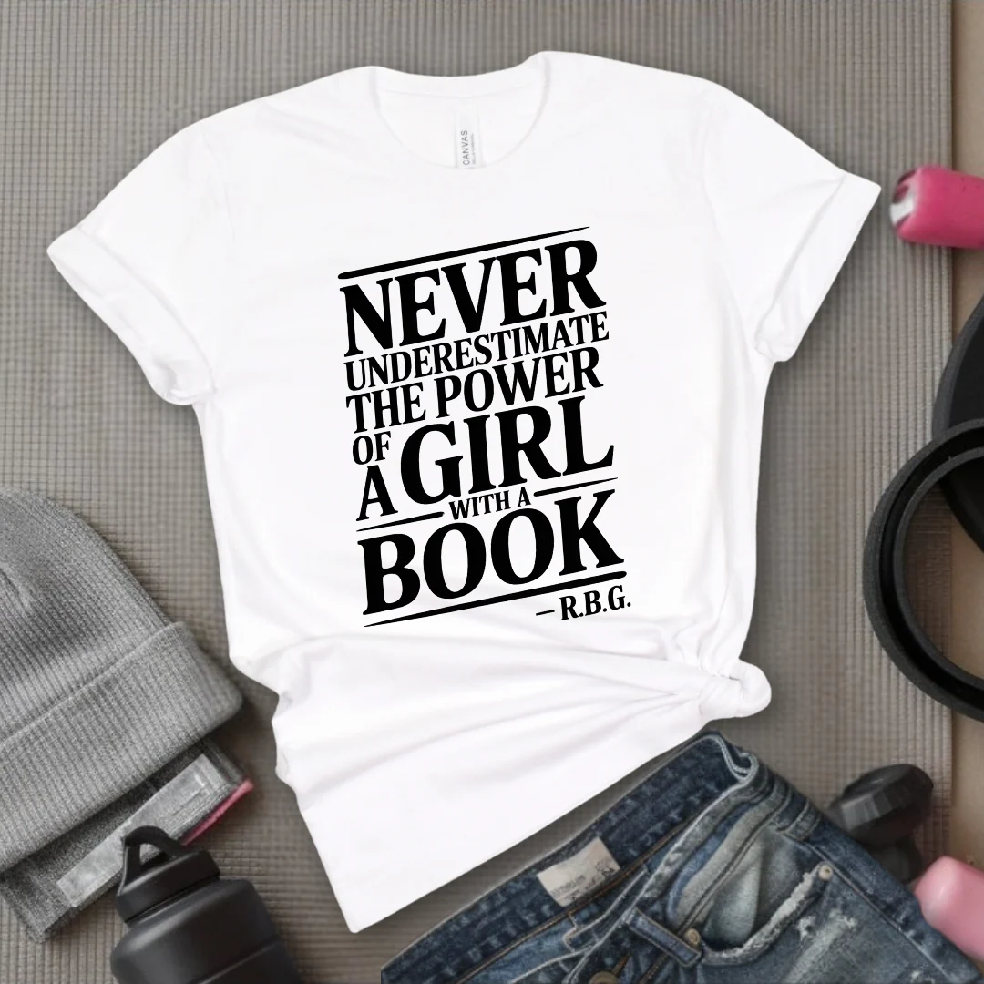 Never Underestimate The Power Of a Girl With a Book v2 - Women Empower Feminist Tee - Bella Canvas 3001 - Image 13