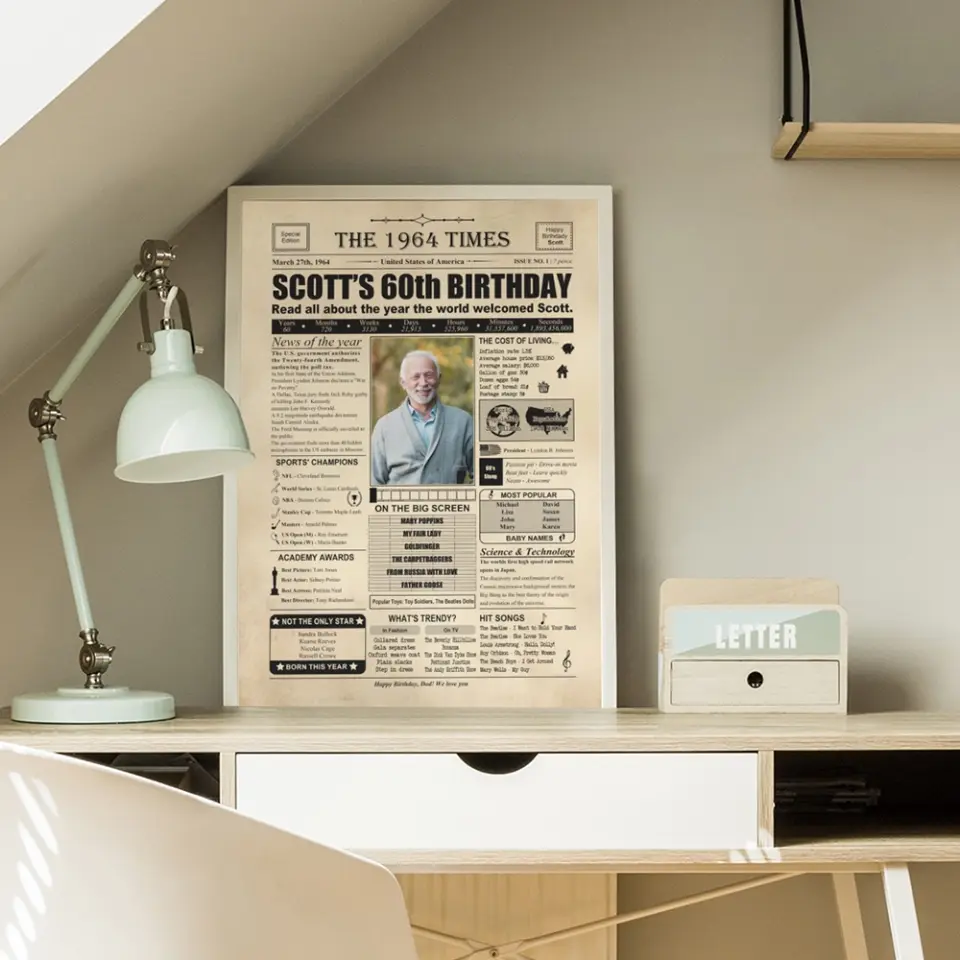 The 1964 Times Birthday Newspaper - Poster Canvas - Personalized Birthday Gift for Men Women - Image 16