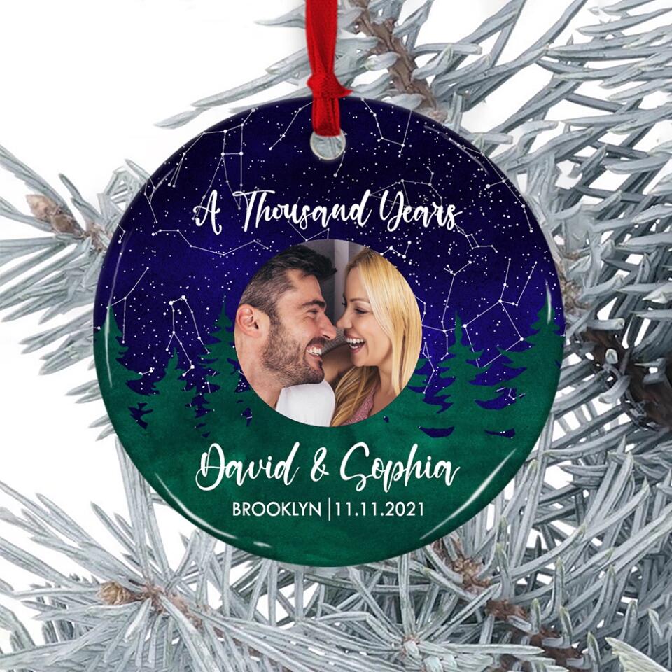 Night Star Map, Custom Favorite Song & Photo - Personalized Ceramic Ornament - Image 5