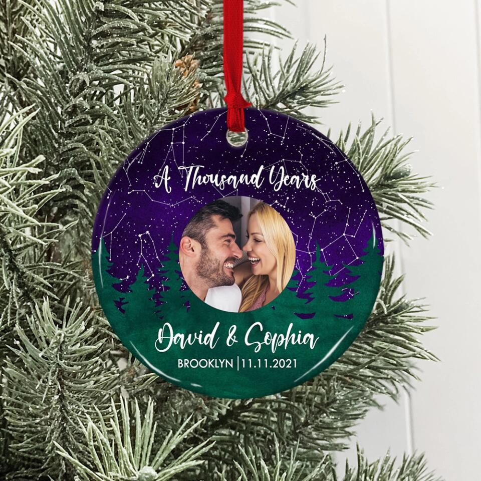 Night Star Map, Custom Favorite Song & Photo - Personalized Ceramic Ornament - Image 8