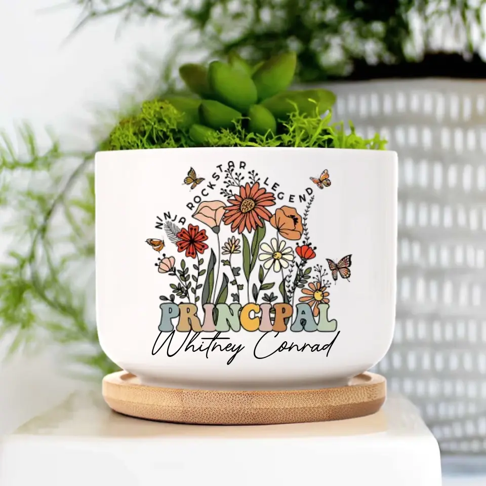 Ninja Rockstar Legend Principal - Ceramic Plant Pot - Appreciation, Thank You Gift for Principal - Image 4