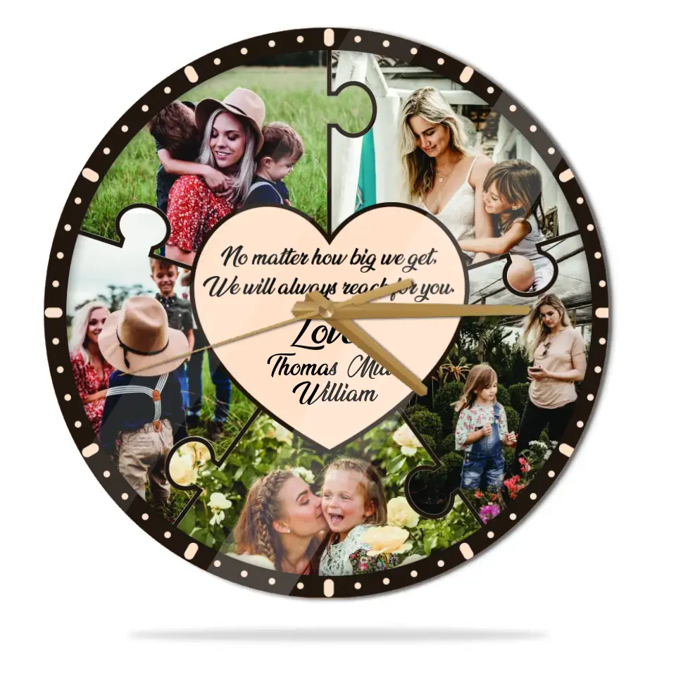 No Matter How Big We Get We Will Reach For You - Personalized Wooden Wall Clock - Best Gift For Mom On Mother's Day Birthday - 304IHPLNWC442 - Image 2
