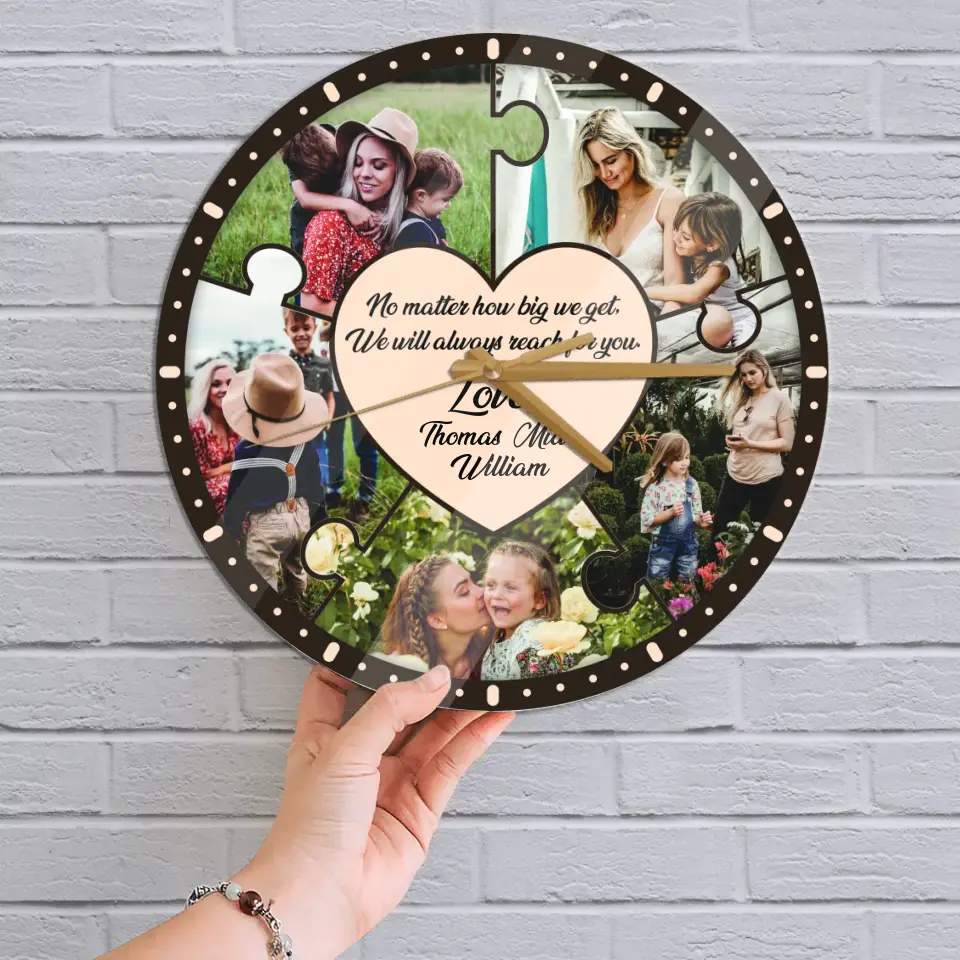 No Matter How Big We Get We Will Reach For You - Personalized Wooden Wall Clock - Best Gift For Mom On Mother's Day Birthday - 304IHPLNWC442 - Image 3