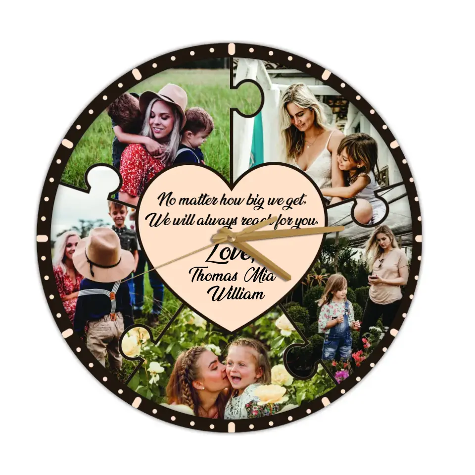 No Matter How Big We Get We Will Reach For You - Personalized Wooden Wall Clock - Best Gift For Mom On Mother's Day Birthday - 304IHPLNWC442 - Image 4