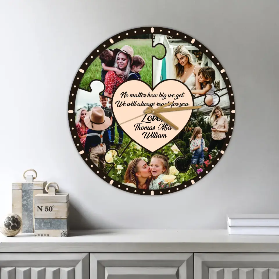 No Matter How Big We Get We Will Reach For You - Personalized Wooden Wall Clock - Best Gift For Mom On Mother's Day Birthday - 304IHPLNWC442 - Image 5