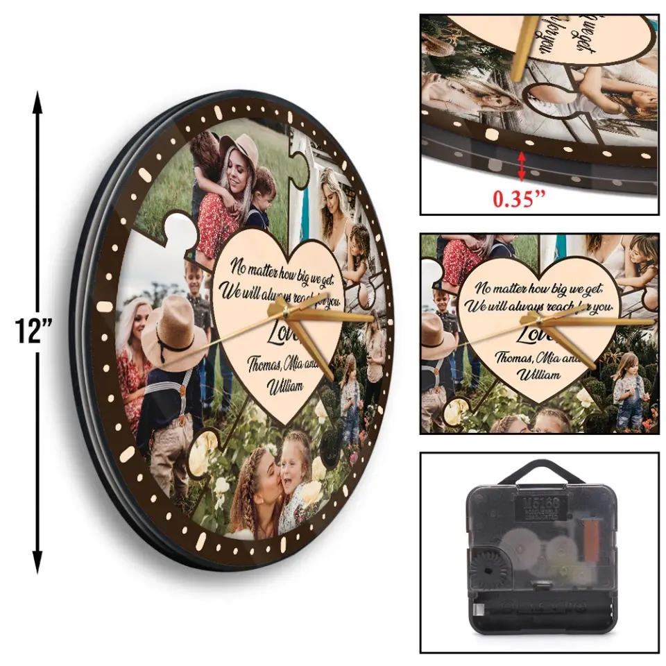 No Matter How Big We Get We Will Reach For You - Personalized Wooden Wall Clock - Best Gift For Mom On Mother's Day Birthday - 304IHPLNWC442 - Image 8