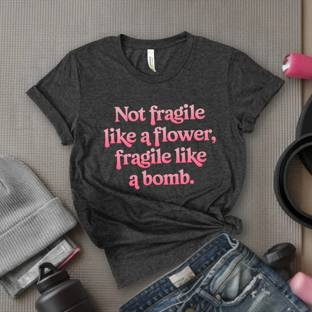 Not Fragile Like A Flower, Fragile Like A Bomb - Retro Sarcastic T-Shirt - Women Right Shirts - Unisex Jersey Short Sleeve Shirt - Gift for Her - Bella Canvas 3001 - Image 2