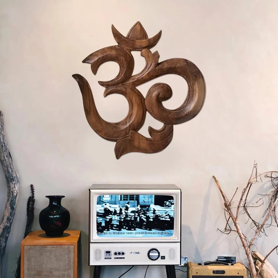 Om Sign Natural Wood Handmade - Image 3