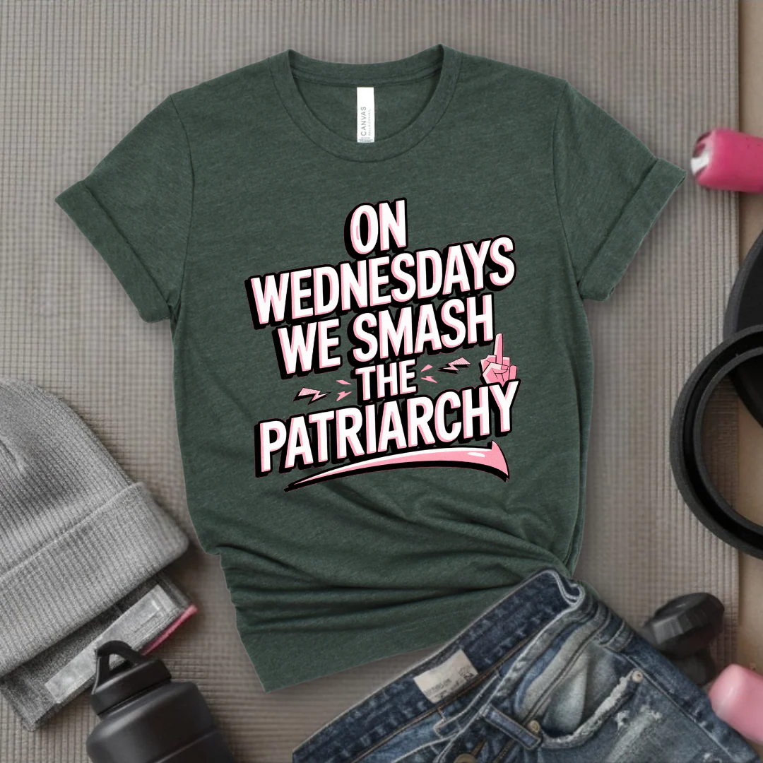 On Wednesday We Smash The Patriarchy T-Shirt - Empower Women Tee - Feminist Gift - Girl Power Top - Bella Canvas 3001 - Image 2