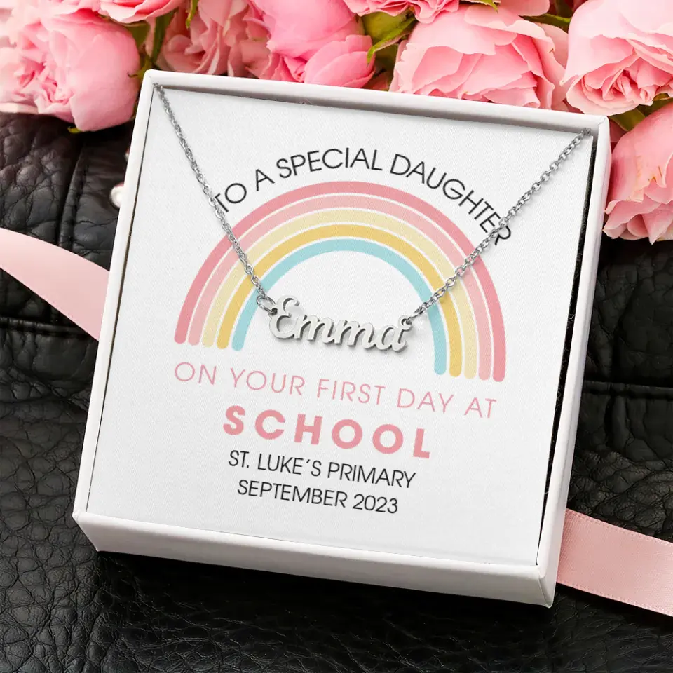 On Your First Day At School - Personalized Necklace - First Day Of School Gift For Girls - Image 3