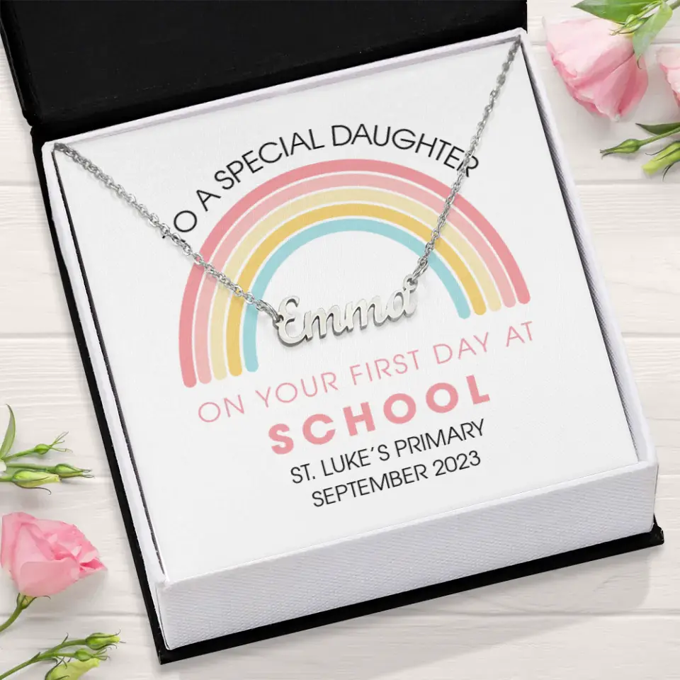 On Your First Day At School - Personalized Necklace - First Day Of School Gift For Girls - Image 4