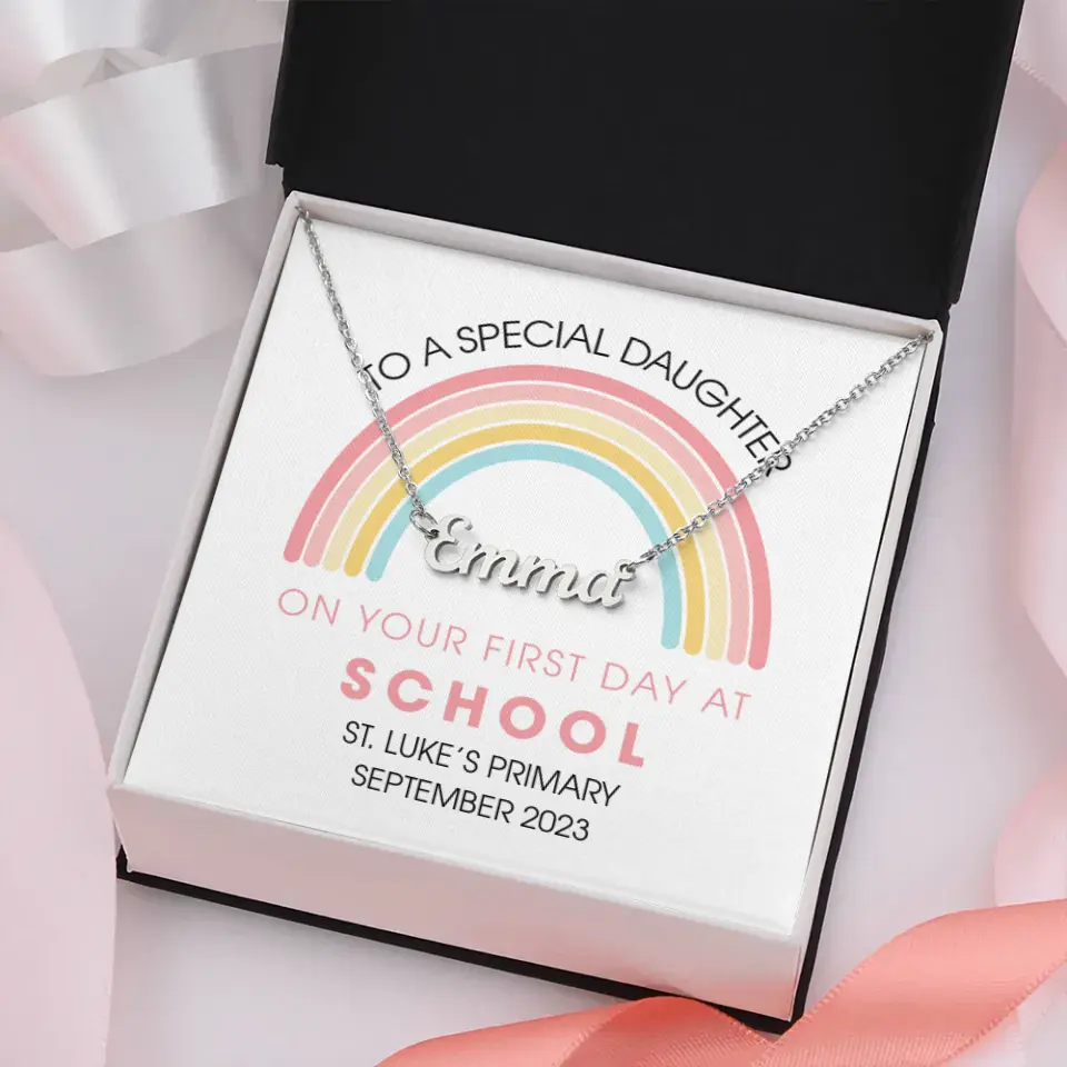On Your First Day At School - Personalized Necklace - First Day Of School Gift For Girls - Image 6