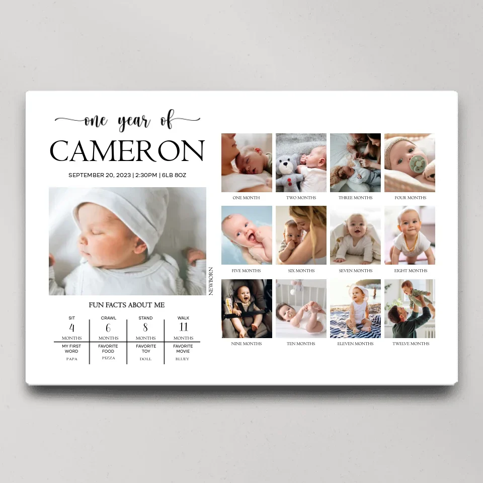 One Year Birthday - Personalized Canvas - 1 Year Birthday Gift For Kid, Children - Image 3
