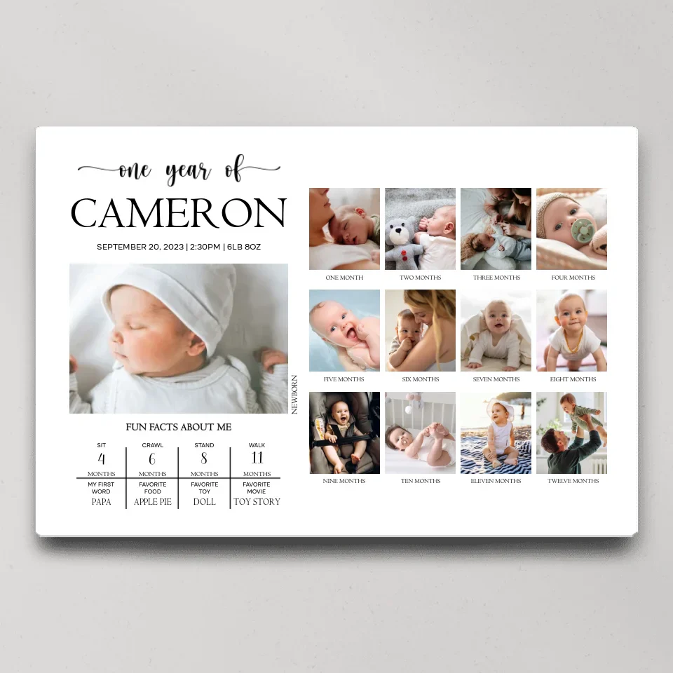 One Year Birthday - Personalized Canvas - 1 Year Birthday Gift For Kid, Children - Image 4