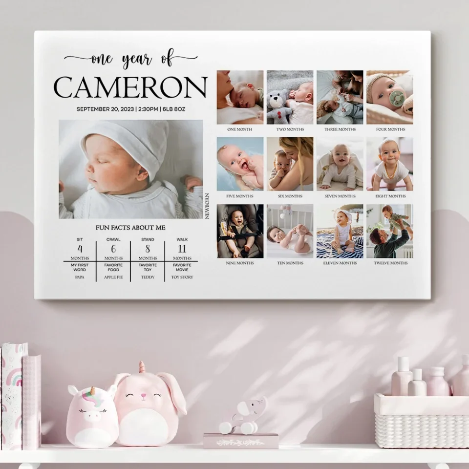 One Year Birthday - Personalized Canvas - 1 Year Birthday Gift For Kid, Children - Image 7