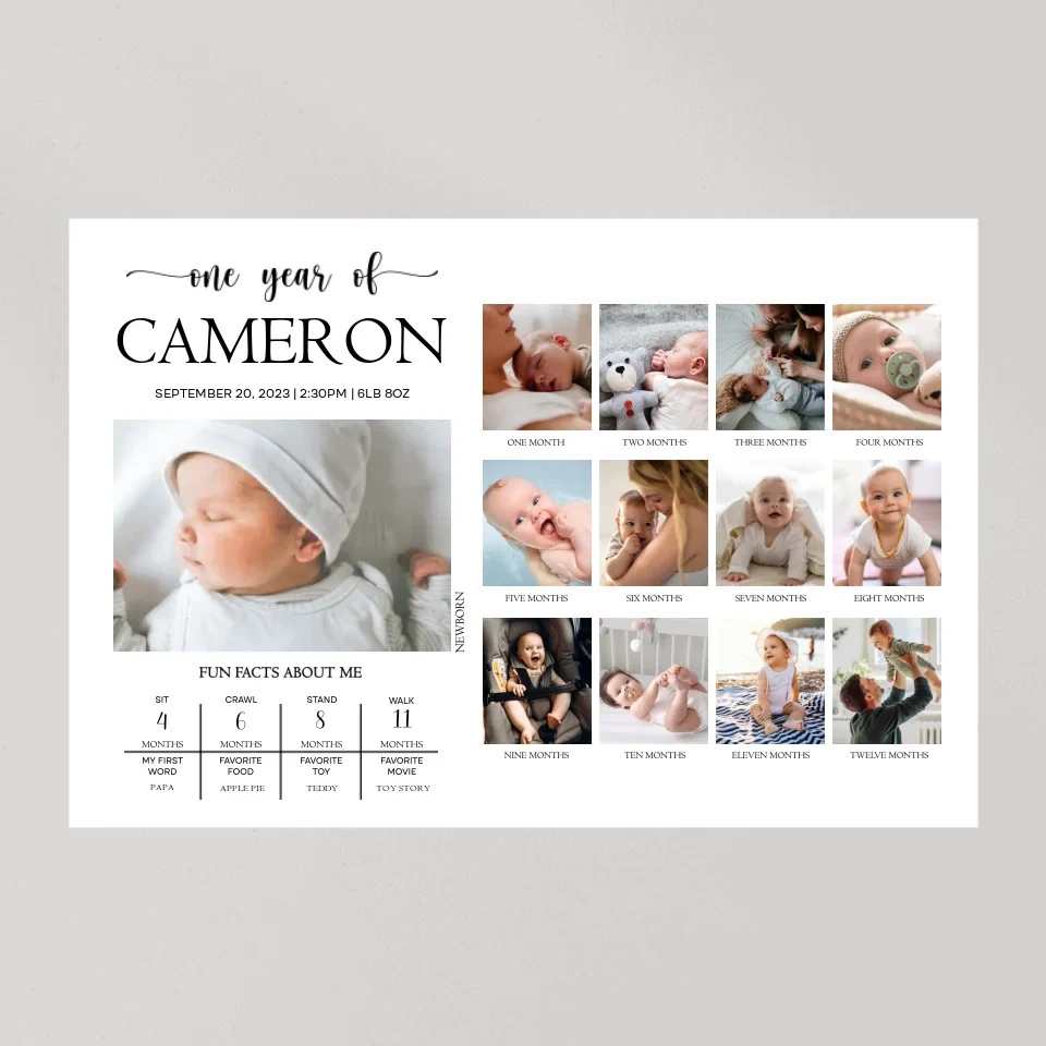 One Year Birthday - Personalized Canvas - 1 Year Birthday Gift For Kid, Children - Image 9