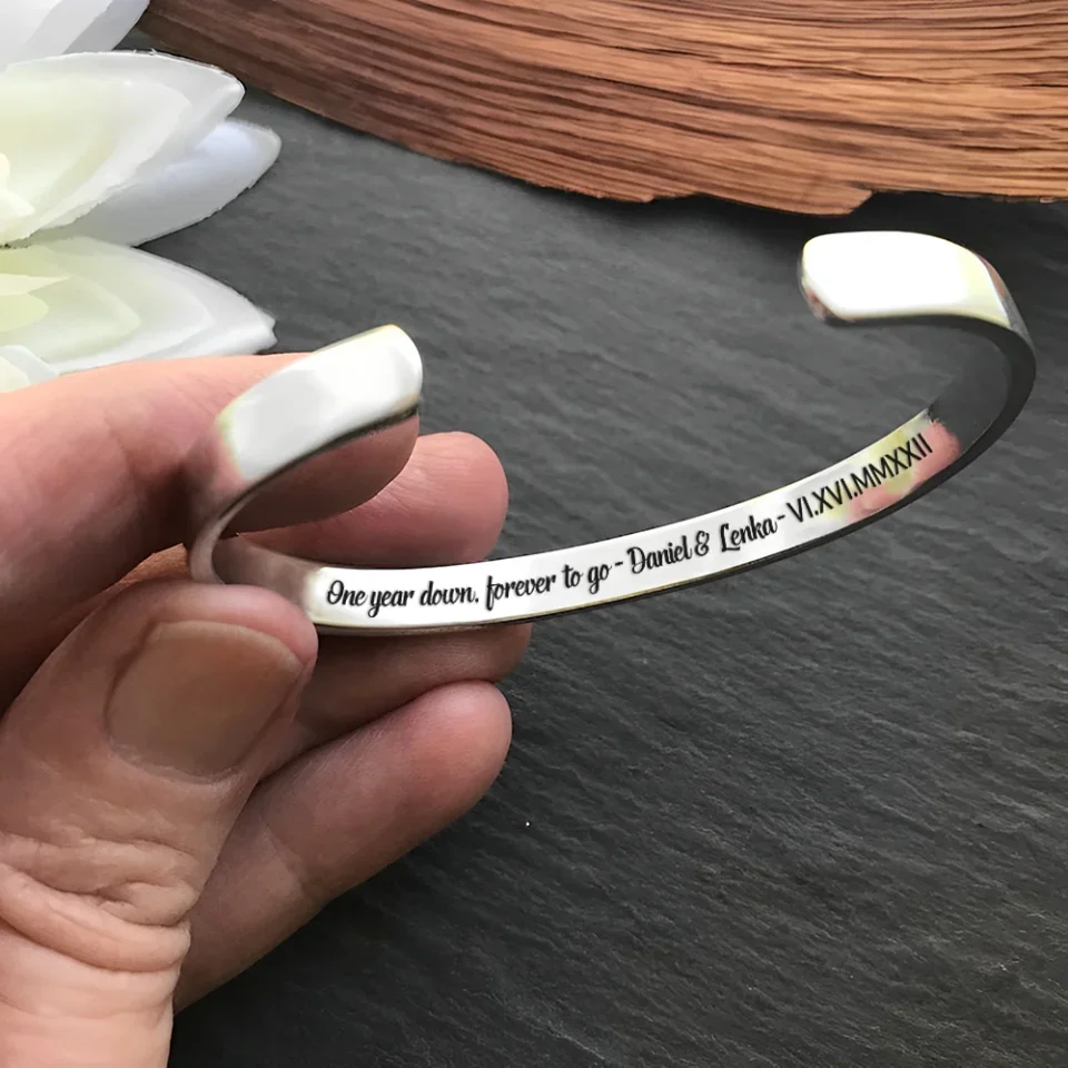 One Year Forever To Go - Personalized Cuff Bracelet - Women Jewelry - Anniversary Gift for Her - Image 2
