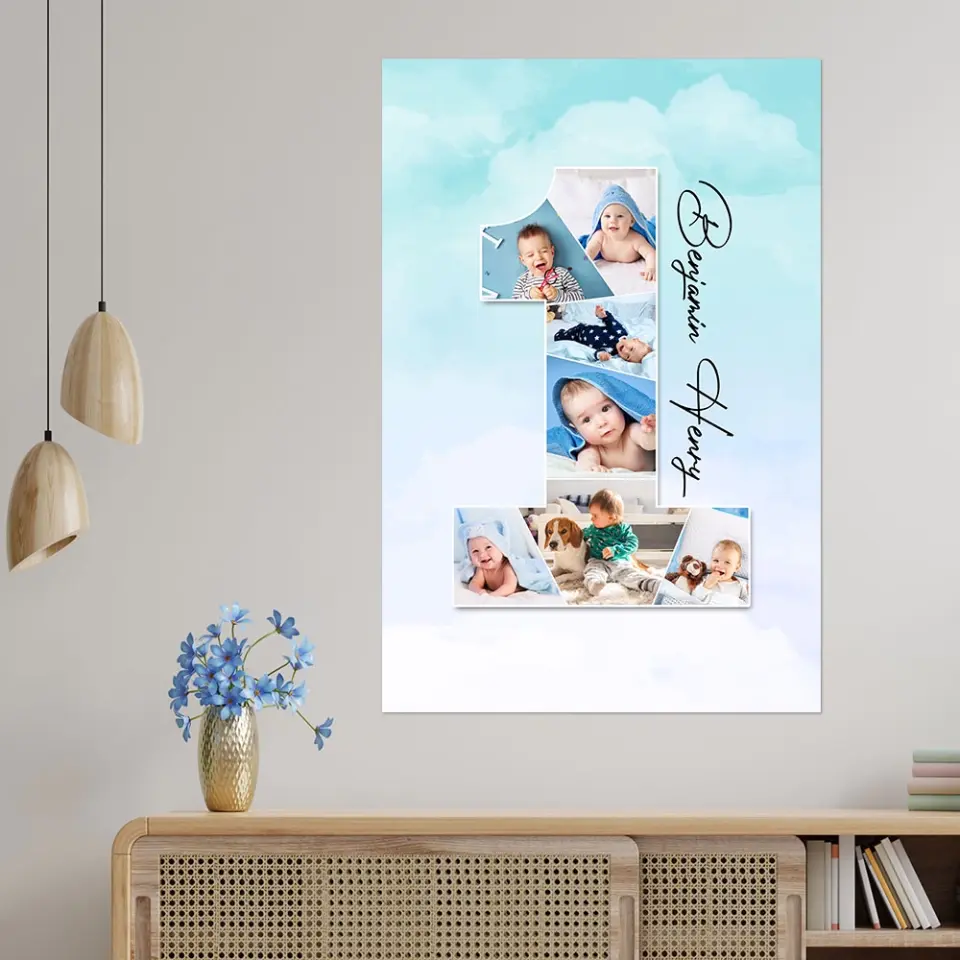 One Year Old - Upload Photo Canvas/Poster - Birthday Gift | 305IHPLNCA613 - Image 14