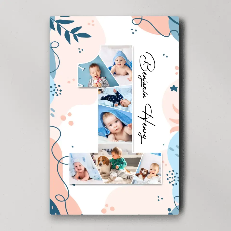 One Year Old - Upload Photo Canvas/Poster - Birthday Gift | 305IHPLNCA613 - Image 2