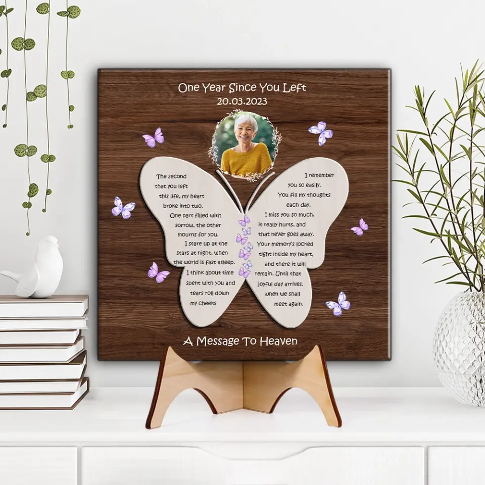 One Year Since You Left Custom Wooden Art Memorial Gift - Image 2