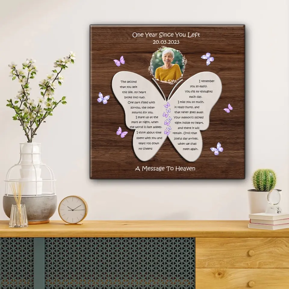 One Year Since You Left Custom Wooden Art Memorial Gift - Image 3