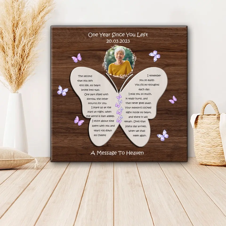One Year Since You Left Custom Wooden Art Memorial Gift - Image 4
