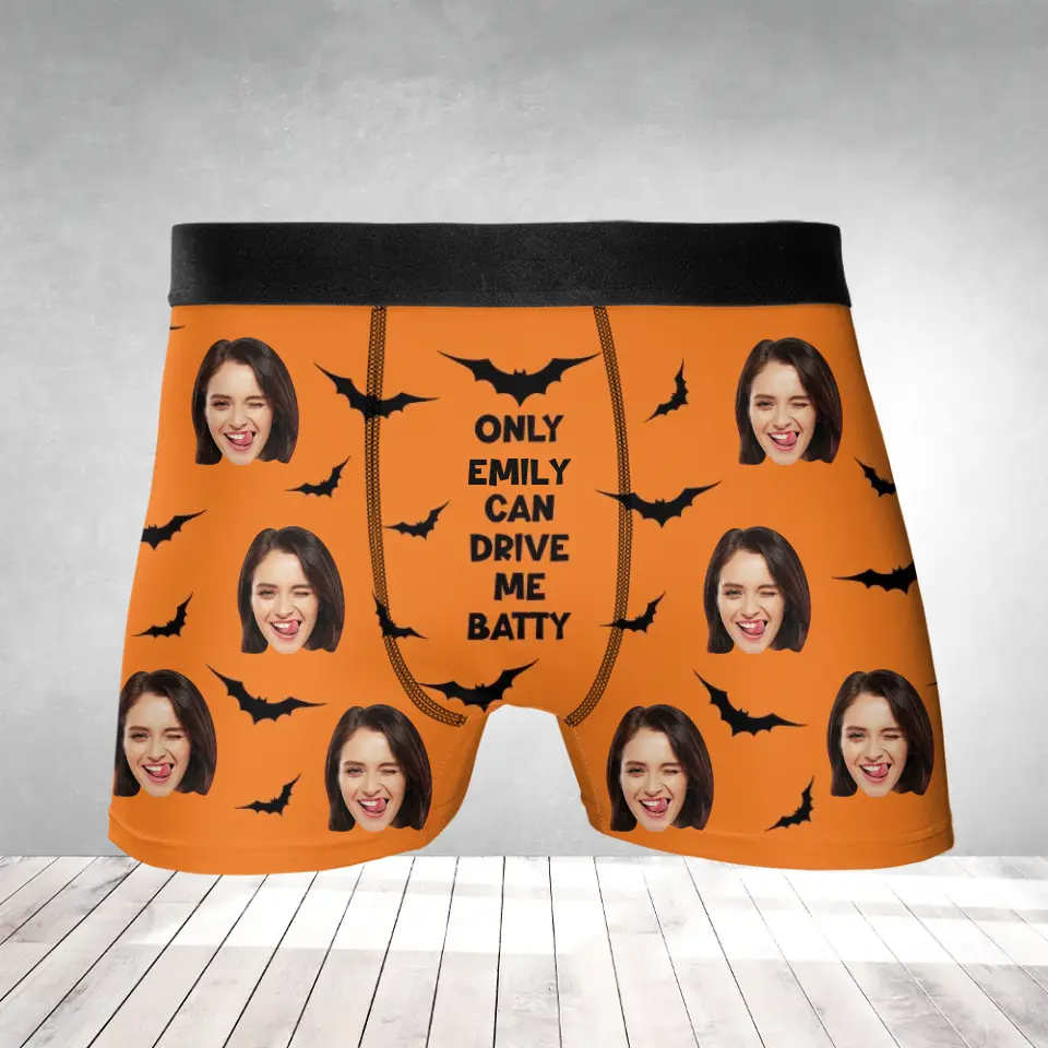 Only She Can Drive Me Batty - Personalized Men's Boxer Briefs - Image 2