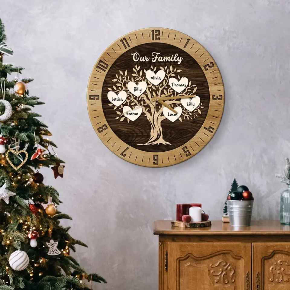 Our Family Tree Custom Number Of Member - Housewarming Gifts - Custom Wall Clock - Anniversary Gifts - Image 10