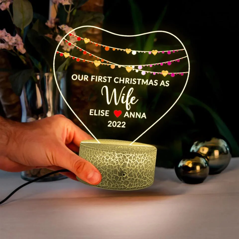 Our First Christmas as Husband/Wife - Personalized Night Light - Christmas Gift - Image 4