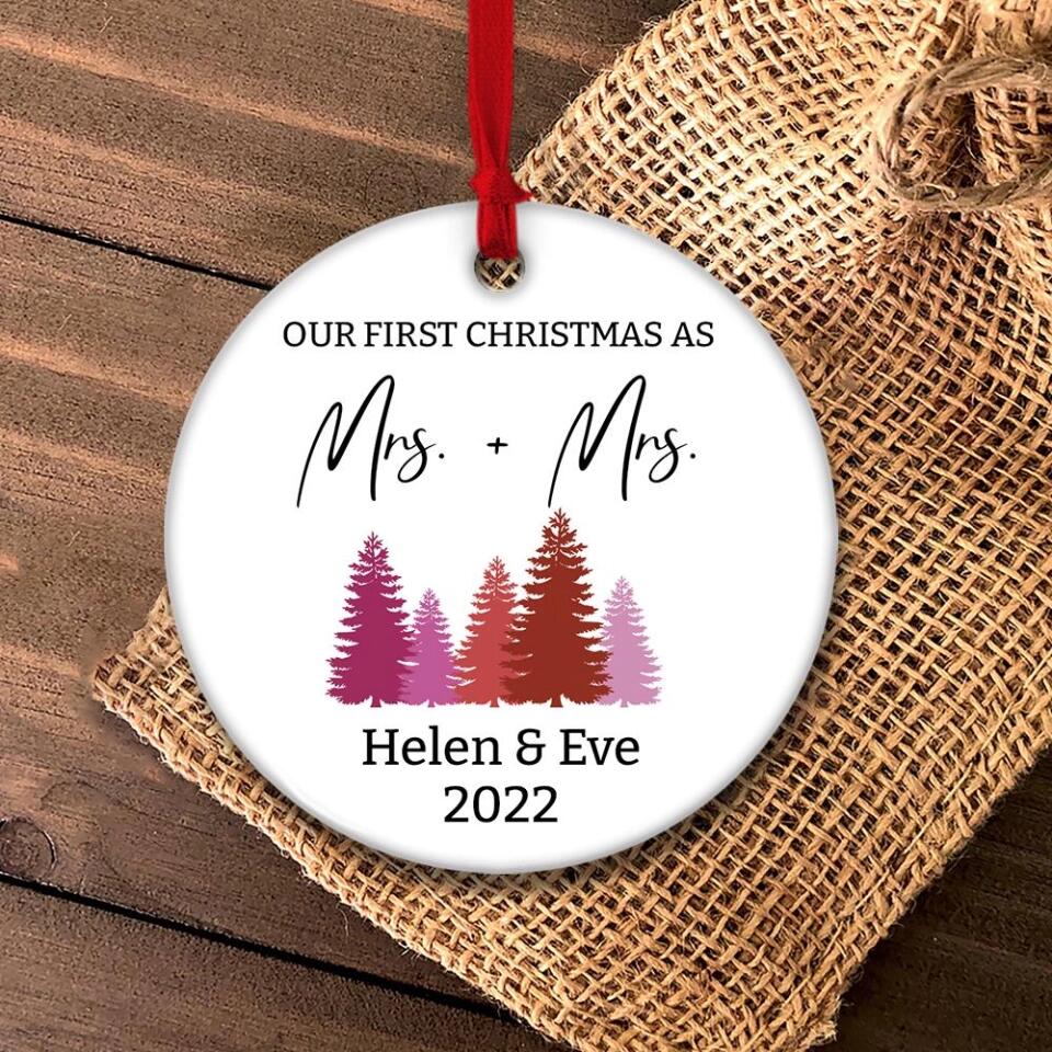 Our First Christmas As Mrs And Mrs Custom Ornament Christmas Gift For Lesbian Couple - Image 3