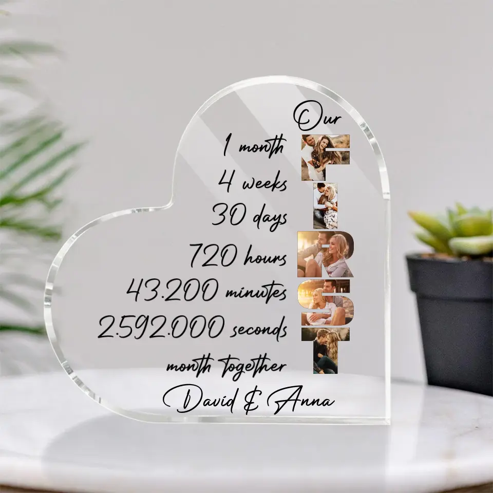 Our First Month Anniversary -Heart-Shape Acrylic Plaque - Gift For 1 Month Anniversary | 306IHPLNAP744 - Image 2