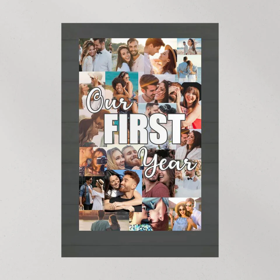 Our First Year Photo Collage Custom Canvas Poster 1 Year Anniversary Gift For Couples - Image 6